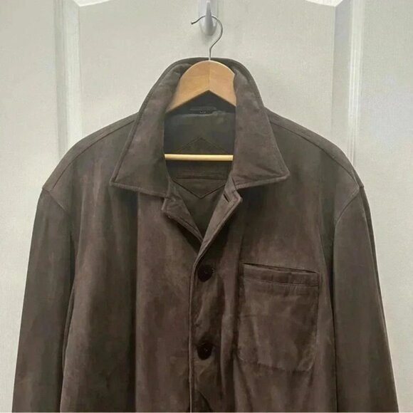 Vintage 90s Men’s Brown Suede Leather Jacket Oversized Size Large - Picture 5 of 15